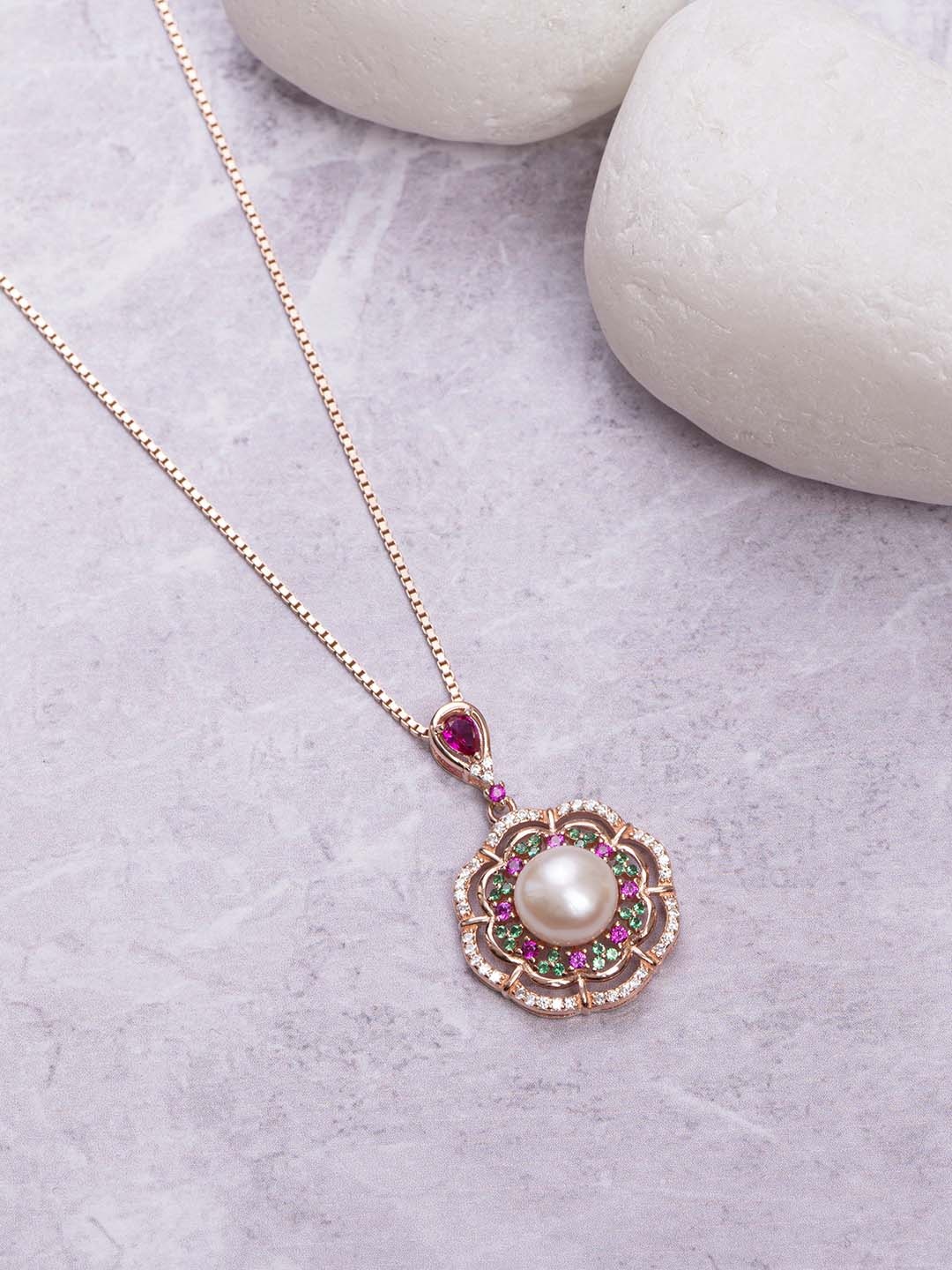 

Zavya Rose Gold Plated Classic Pearl 925 Sterling Silver Chain