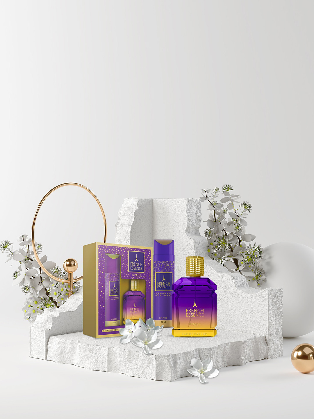 

FRENCH ESSENCE Women Grace Perfume & Deodorant Gift Set - 60 ml + 200 ml, Blue