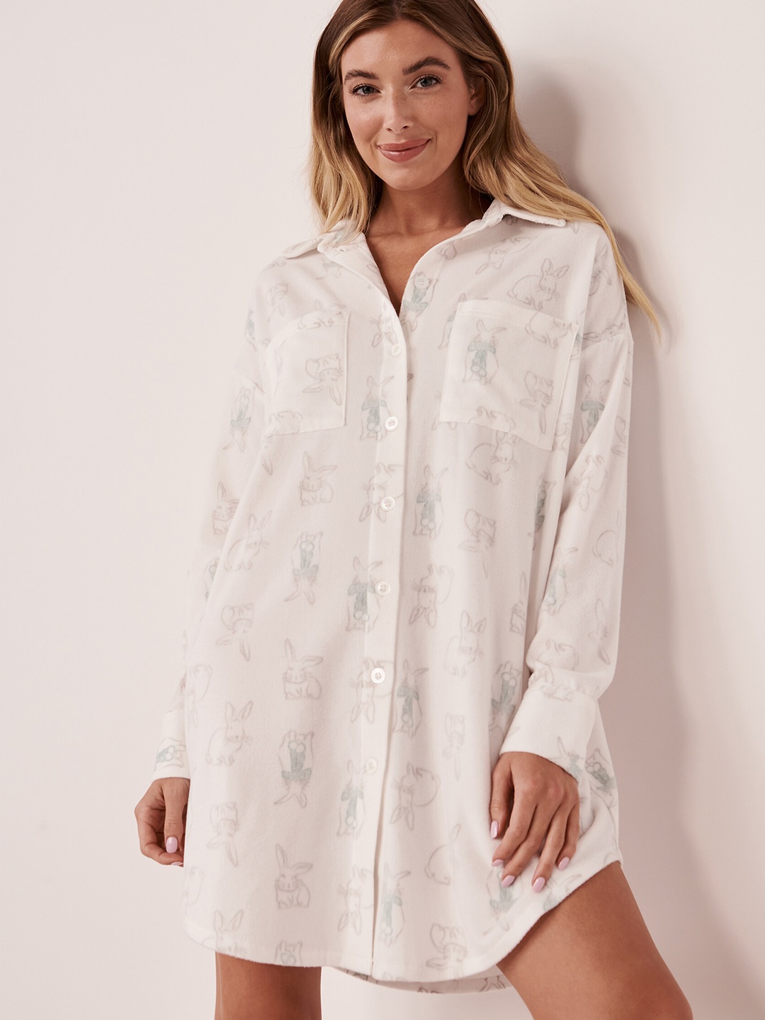 

La Vie en Rose Women White Printed Nightdress