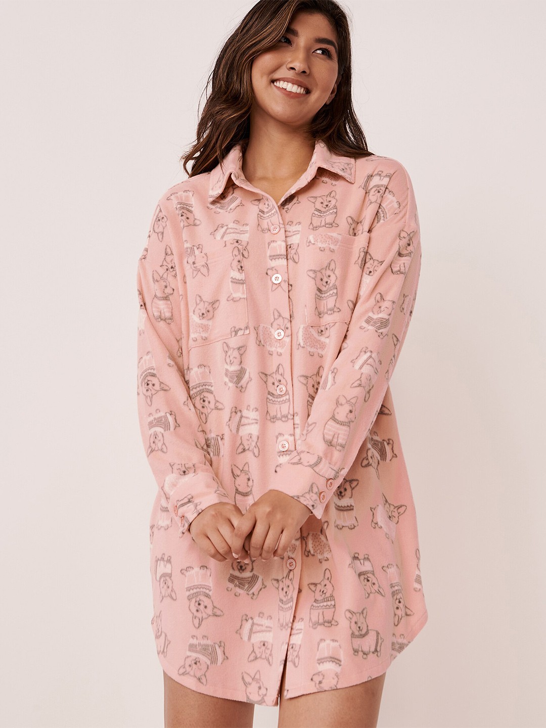 

La Vie en Rose Women Pink Printed Nightdress