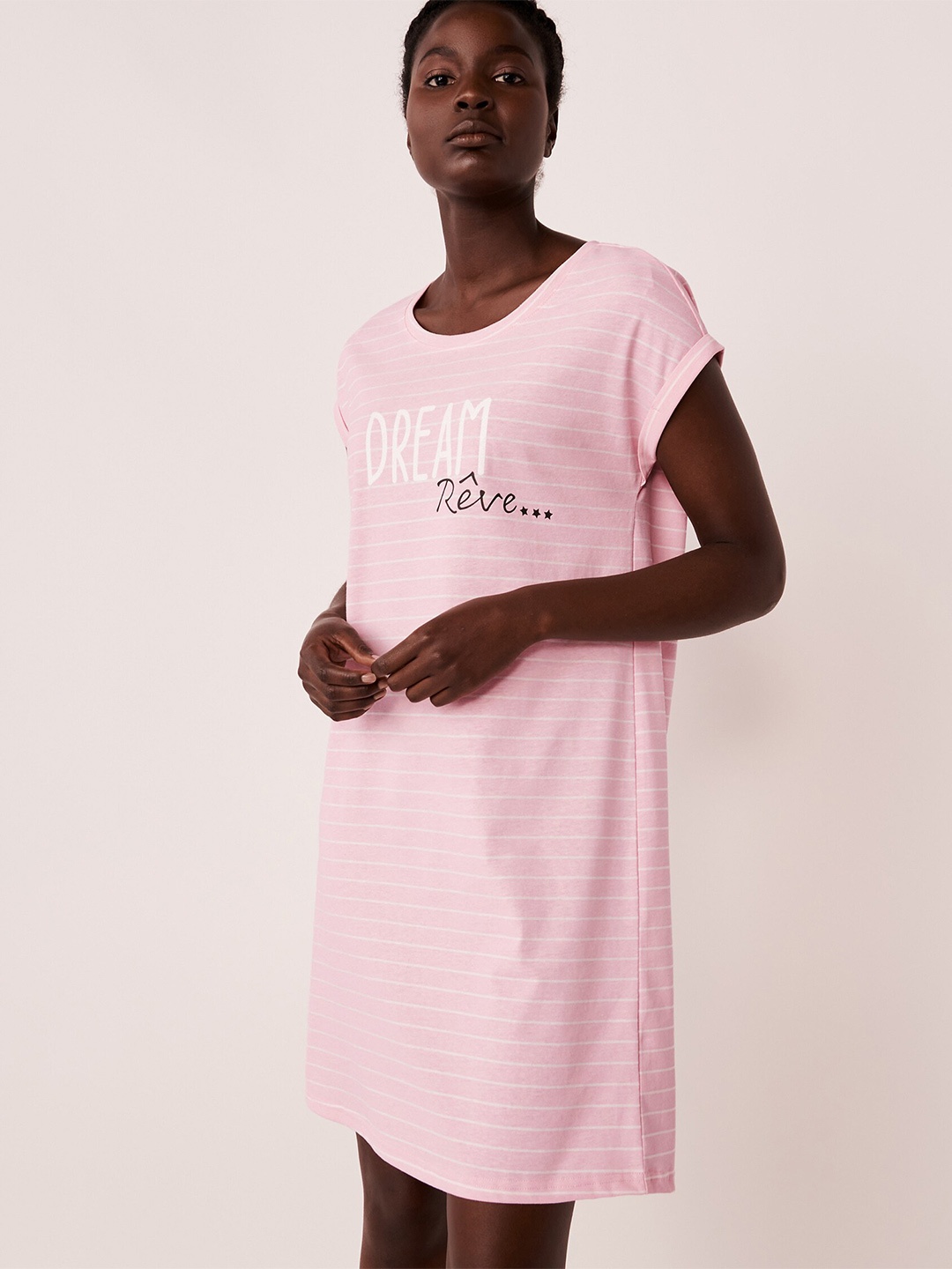 

La Vie en Rose Women Pink Printed Cotton Nightdress
