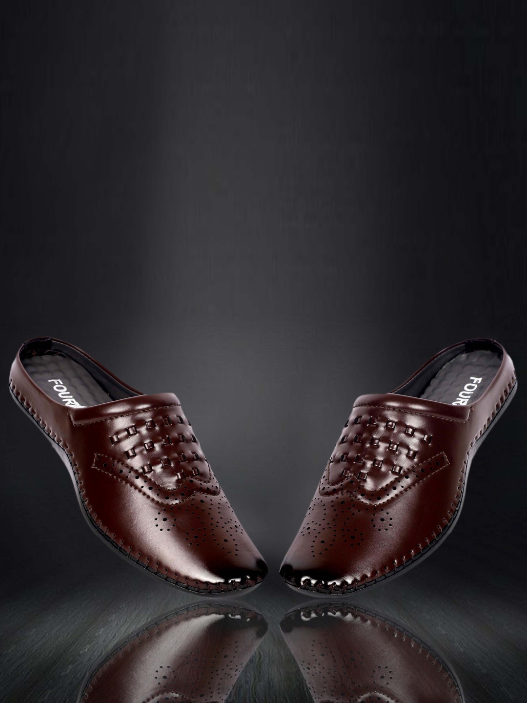 

FOUR STAR TRUCK SALES Men Brown Perforations Mules