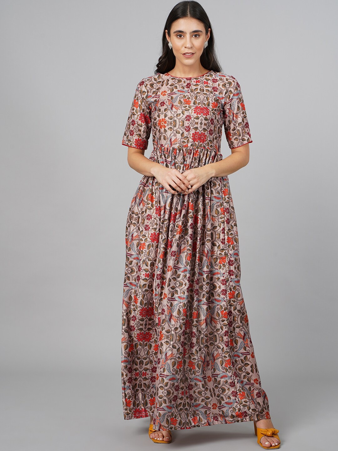 

SCORPIUS Women Maroon Floral Printed Floral Anarkali Kurta