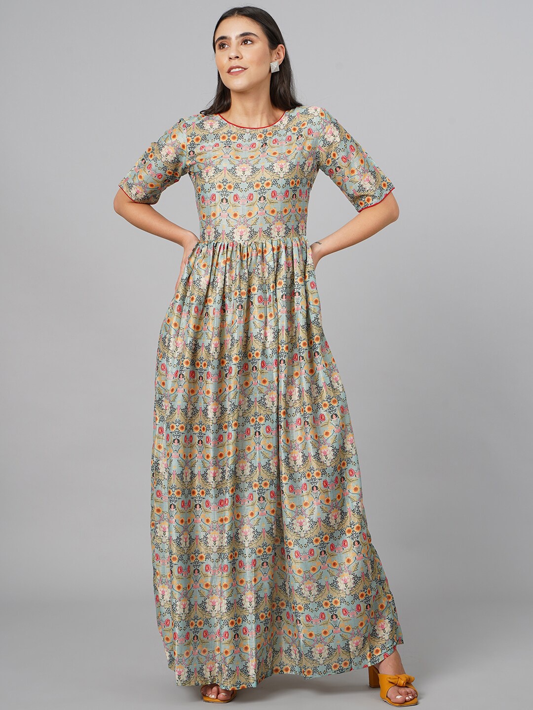 

SCORPIUS Women Green Printed Floral Anarkali Kurta