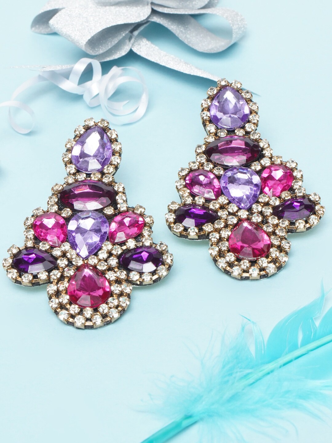 

DIVA WALK EXCLUSIVE Purple Gold-Plated Geometric Drop Earrings