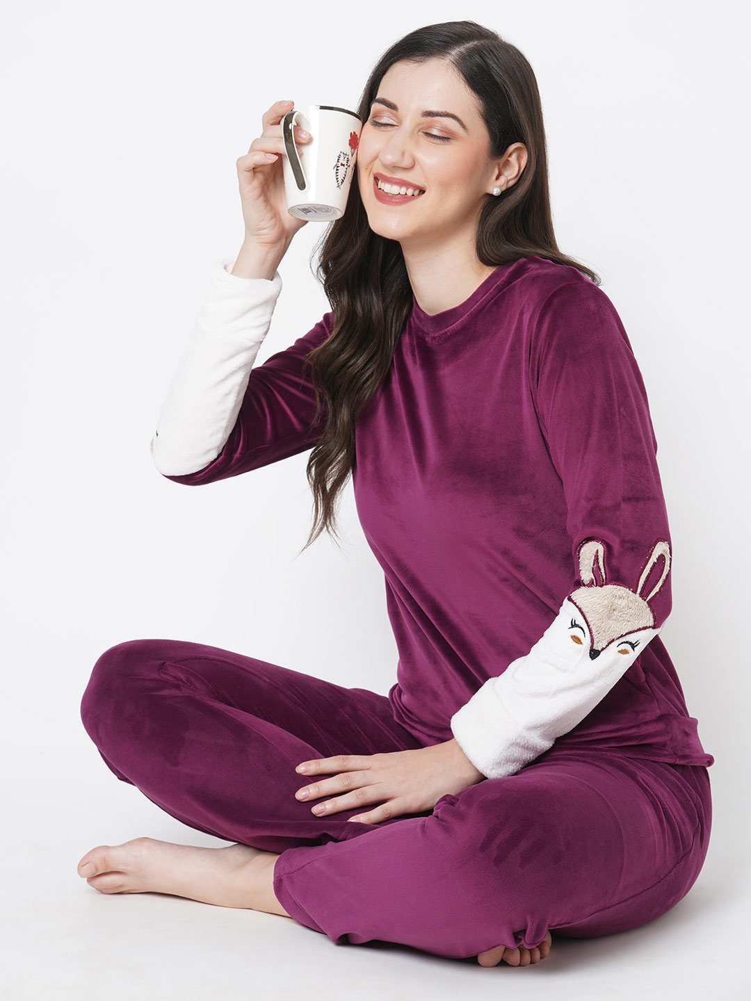 

Sweet Dreams Women Burgundy Solid Tracksuit