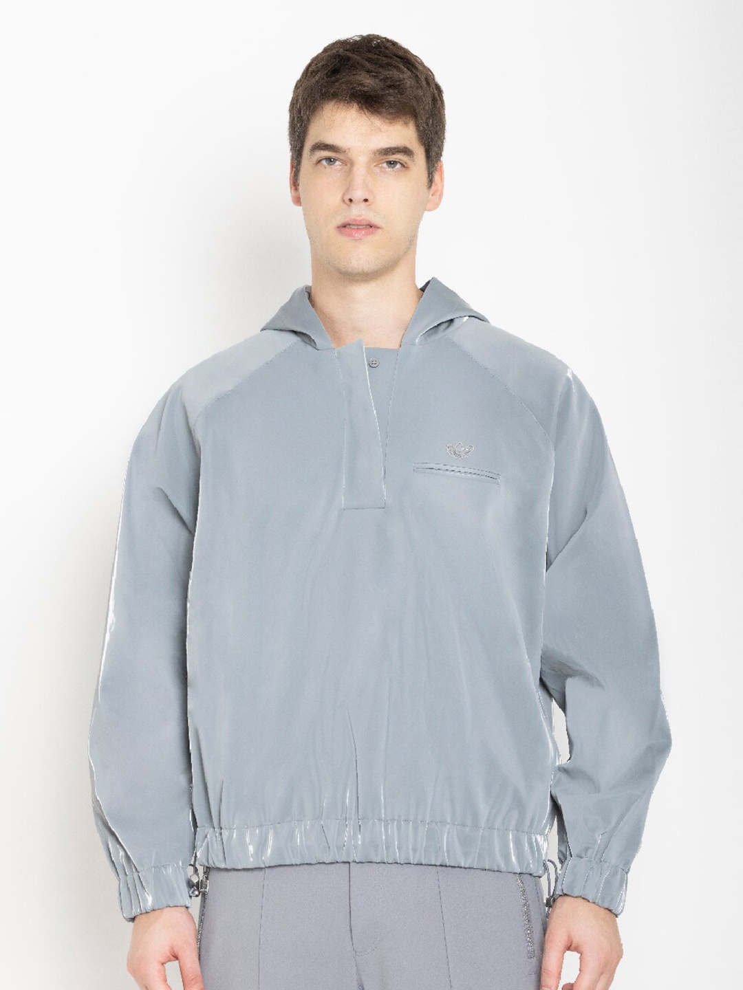 

ADIDAS Originals Grey Cotton HALFZIP HOODIE Sweatshirt