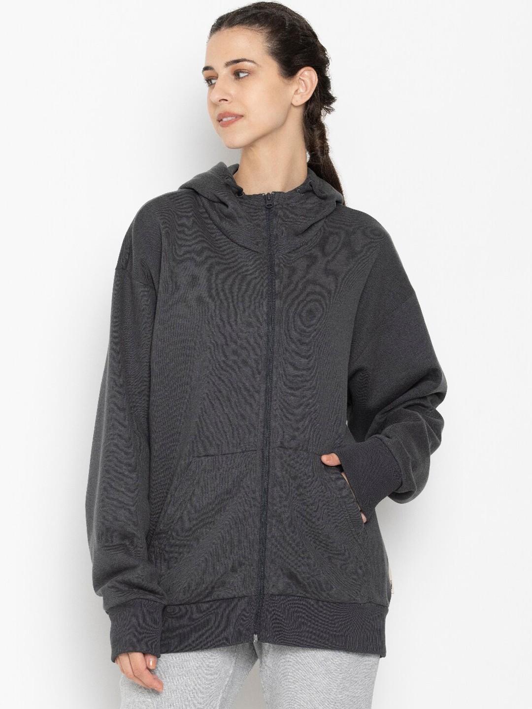

ADIDAS Women Grey Longline Running Cotton Sporty Jacket