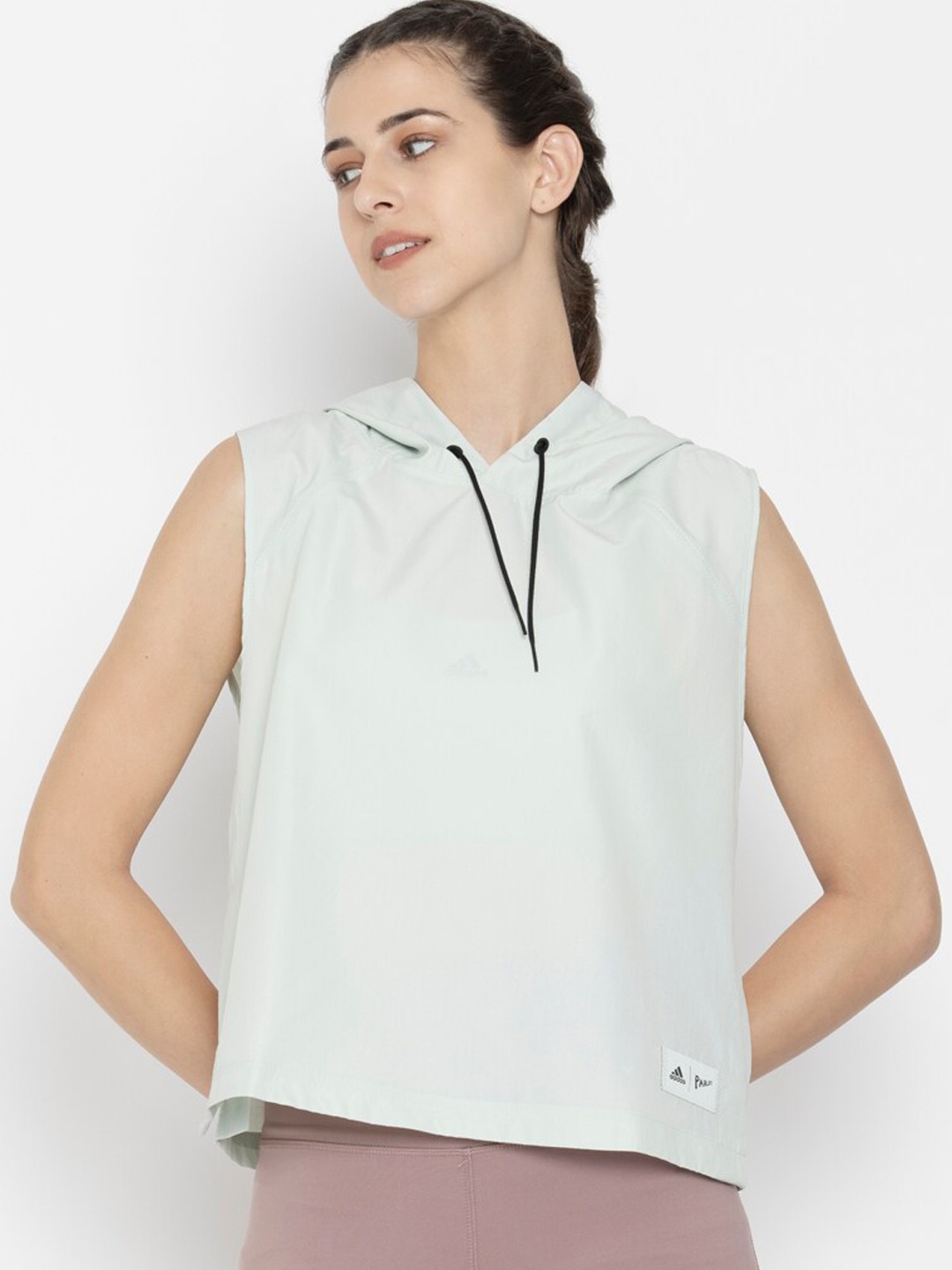 

ADIDAS Women Green Crop Running Sporty Jacket