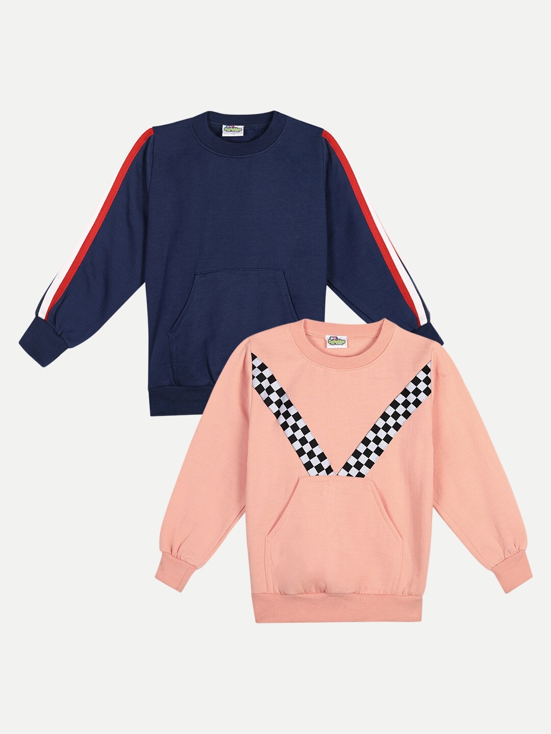 

Cutiekins Pack Of 2 Kids Navy Blue & Peach Fleece Sweatshirt