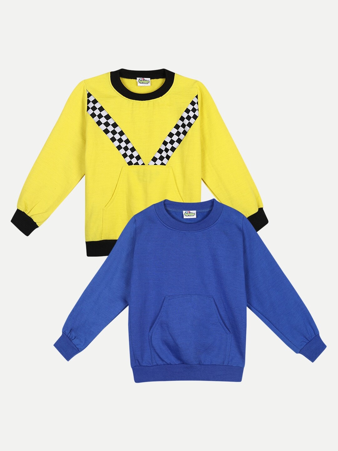 

Cutiekins Pack Of 2 Kids Yellow & Blue Printed Fleece Sweatshirt