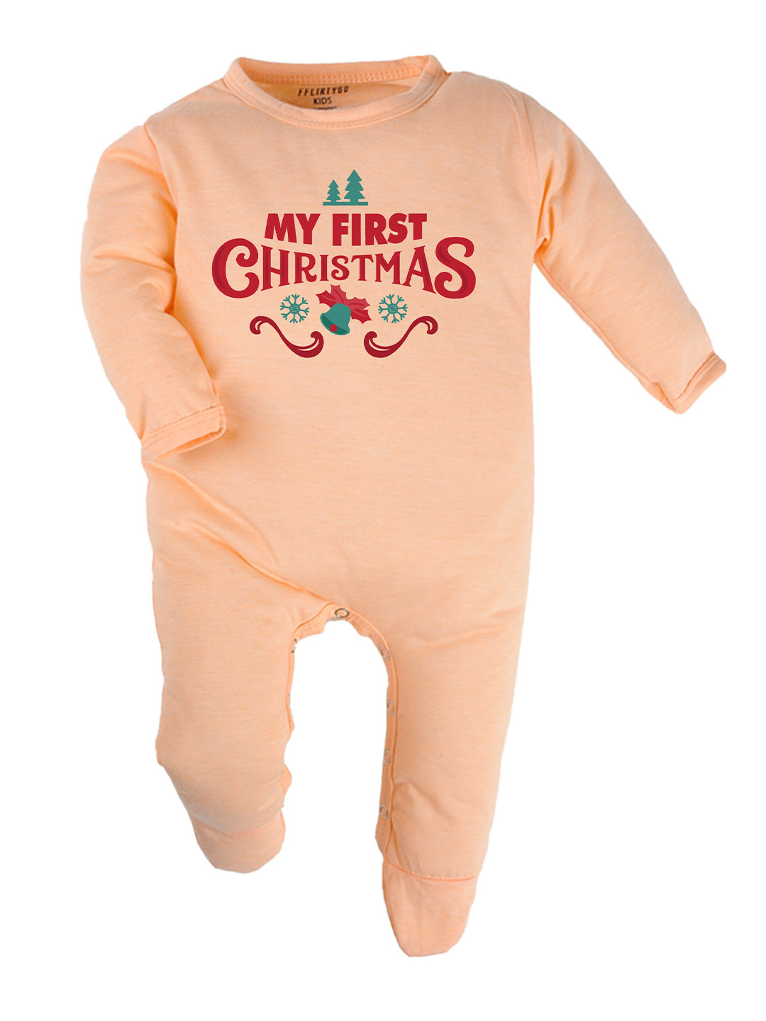 

FFLIRTYGO Unisex Kids Peach-Coloured & Red Pure Cotton Printed Basic Jumpsuit