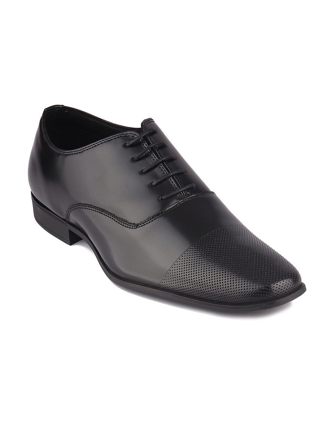 

TOP BRASS Men Black Solid Leather Formal Oxford Shoes