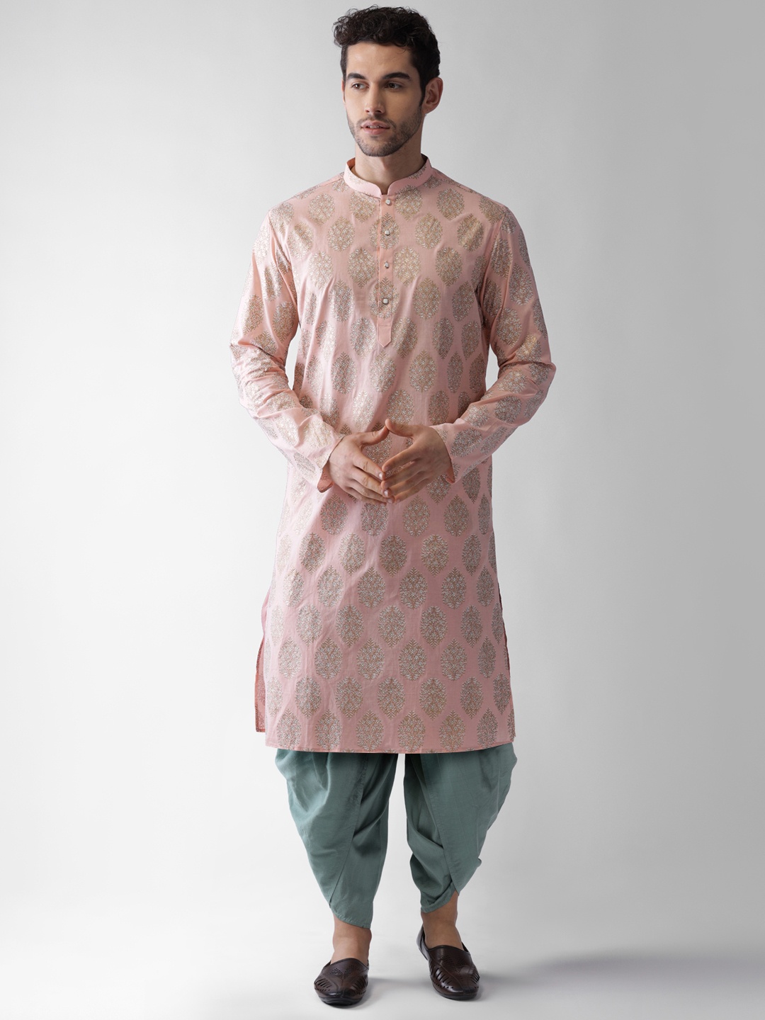 

KISAH Men Pink Ethnic Motifs Printed Kurta with Dhoti Pants