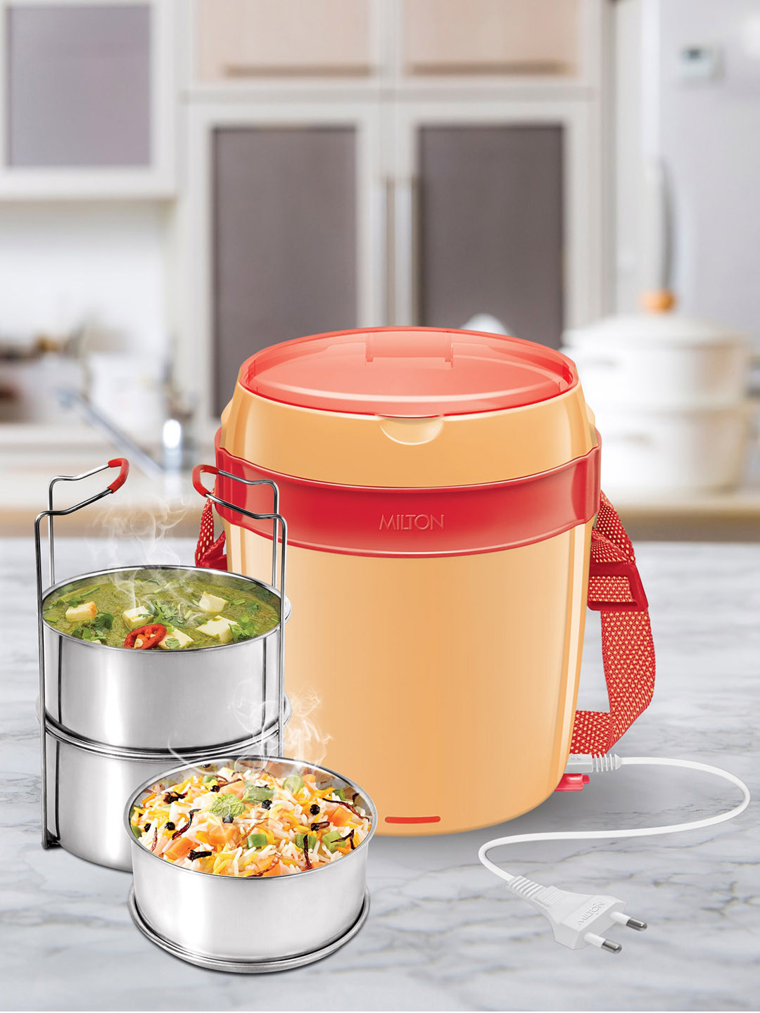 

Milton Unisex Set Of 3 Orange Solid Futron Tiffin Stainless Steel Lunch Box - 360ml Each