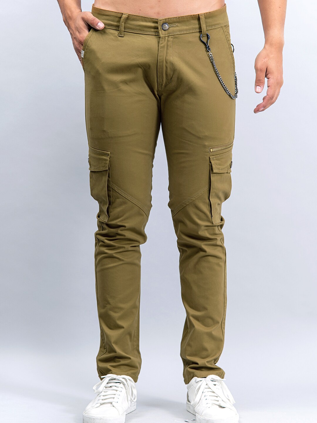 

Tistabene Men Khaki Relaxed Cotton Cargos Trousers