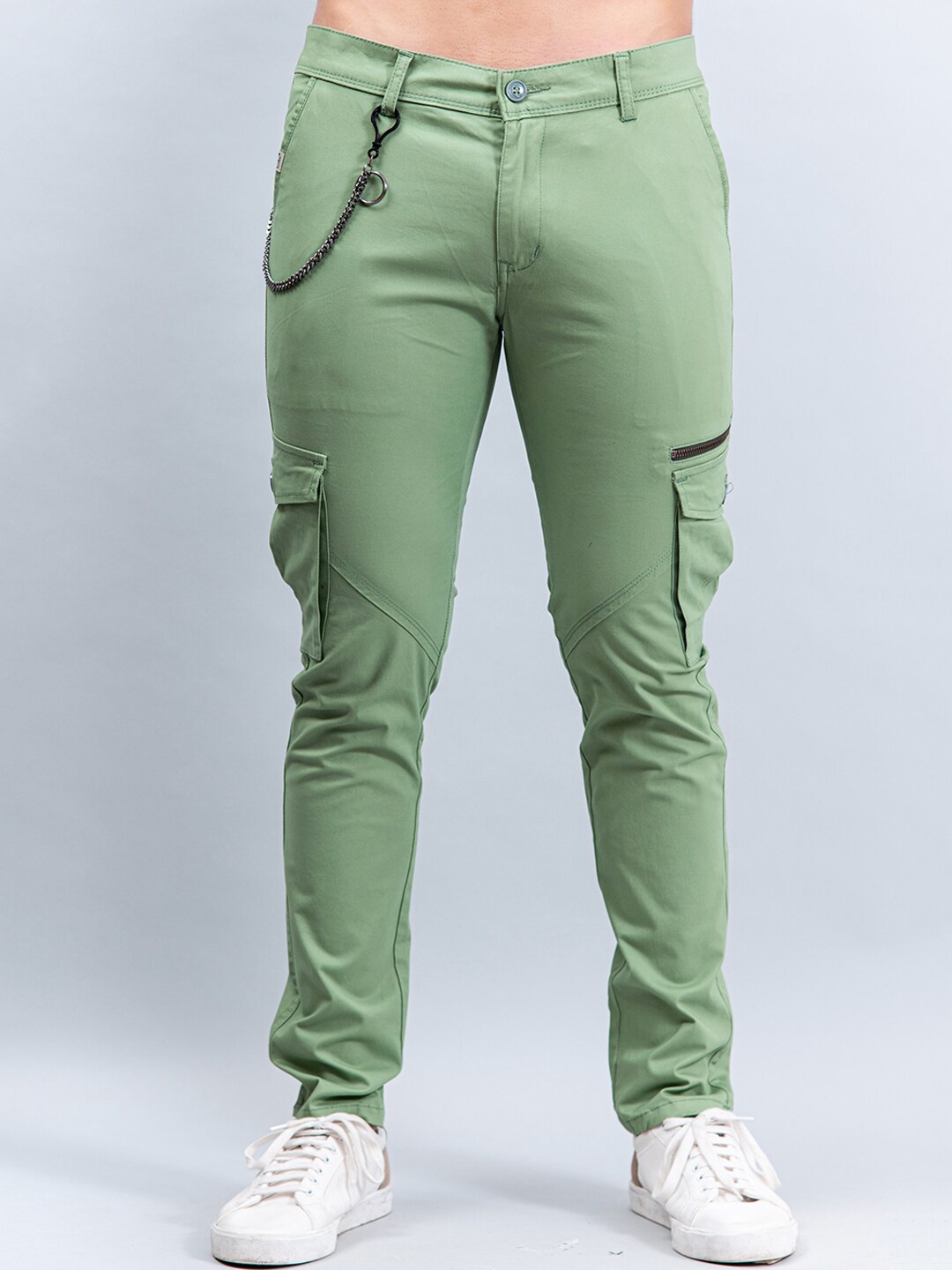 

Tistabene Men Green Relaxed Cotton Cargos Trousers