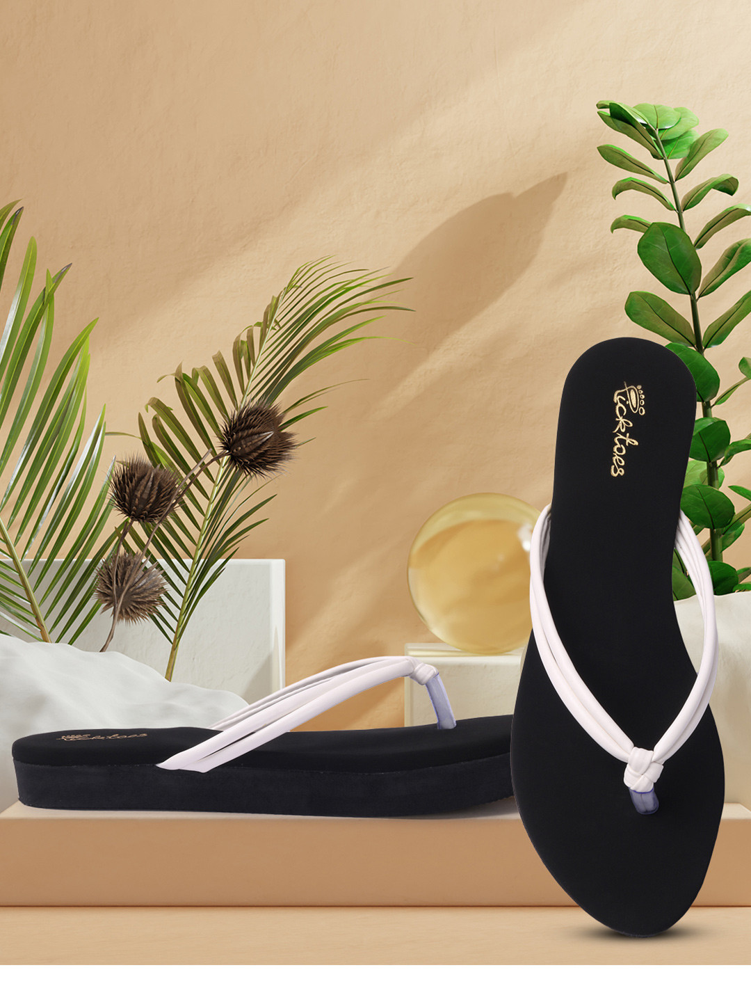 

Picktoes Women White Solid Synthetic T-Strap Flats