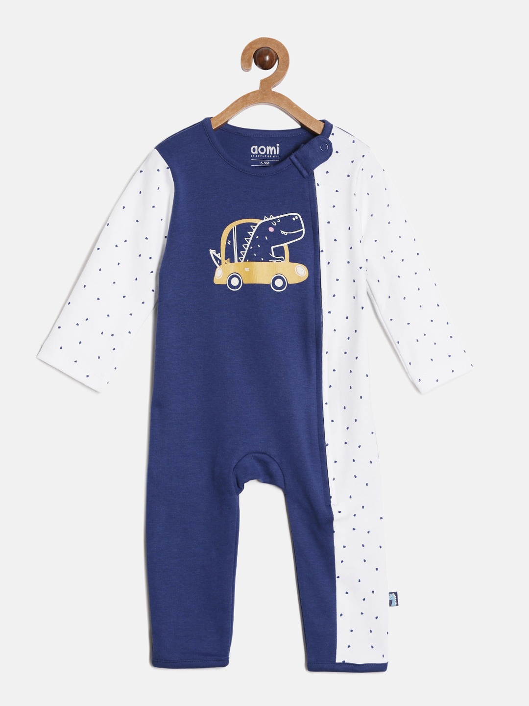 

Aomi Kids Blue Printed Cotton Rompers