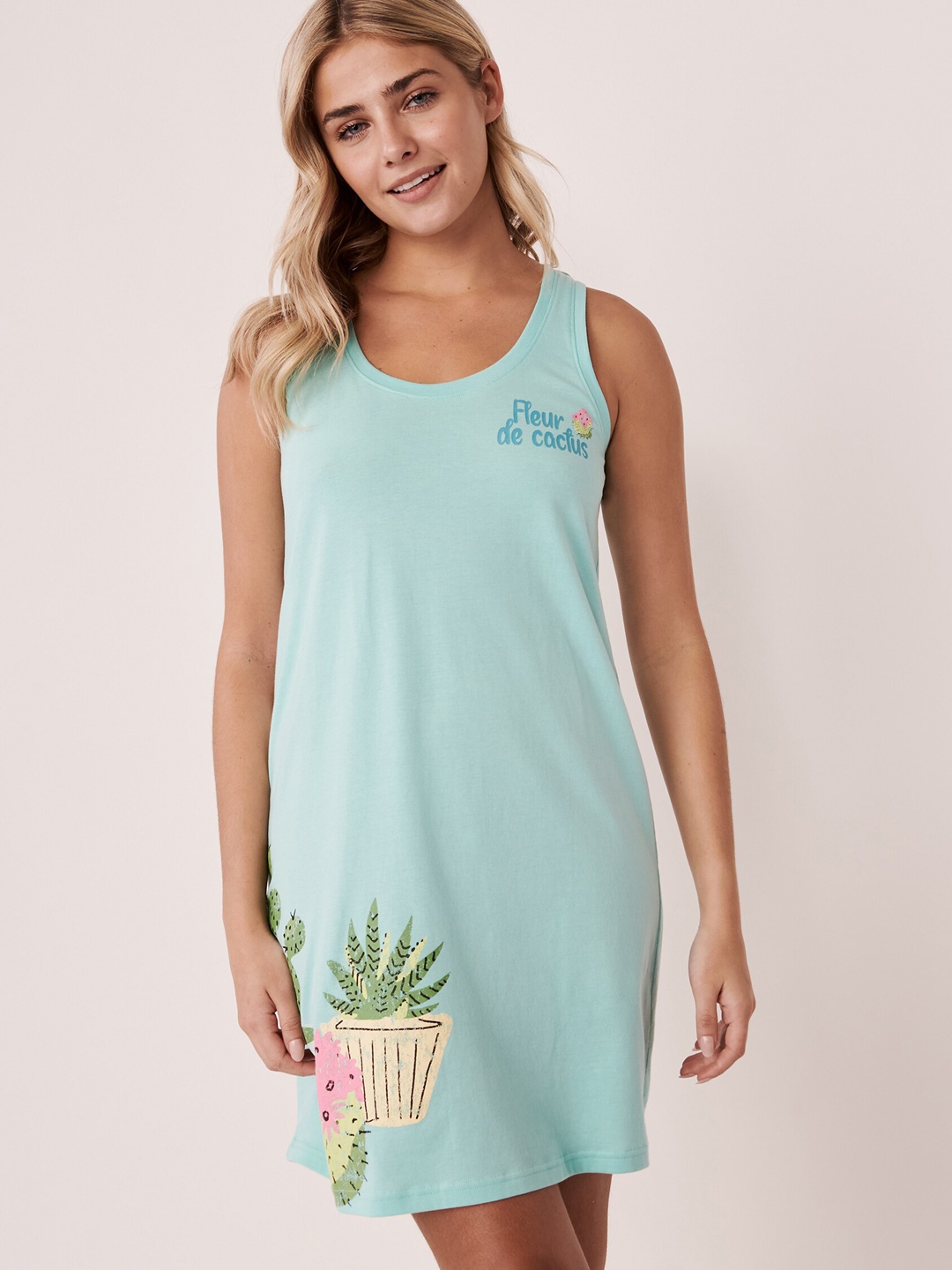 

La Vie en Rose Women Printed Pure Cotton Nightdress, Blue