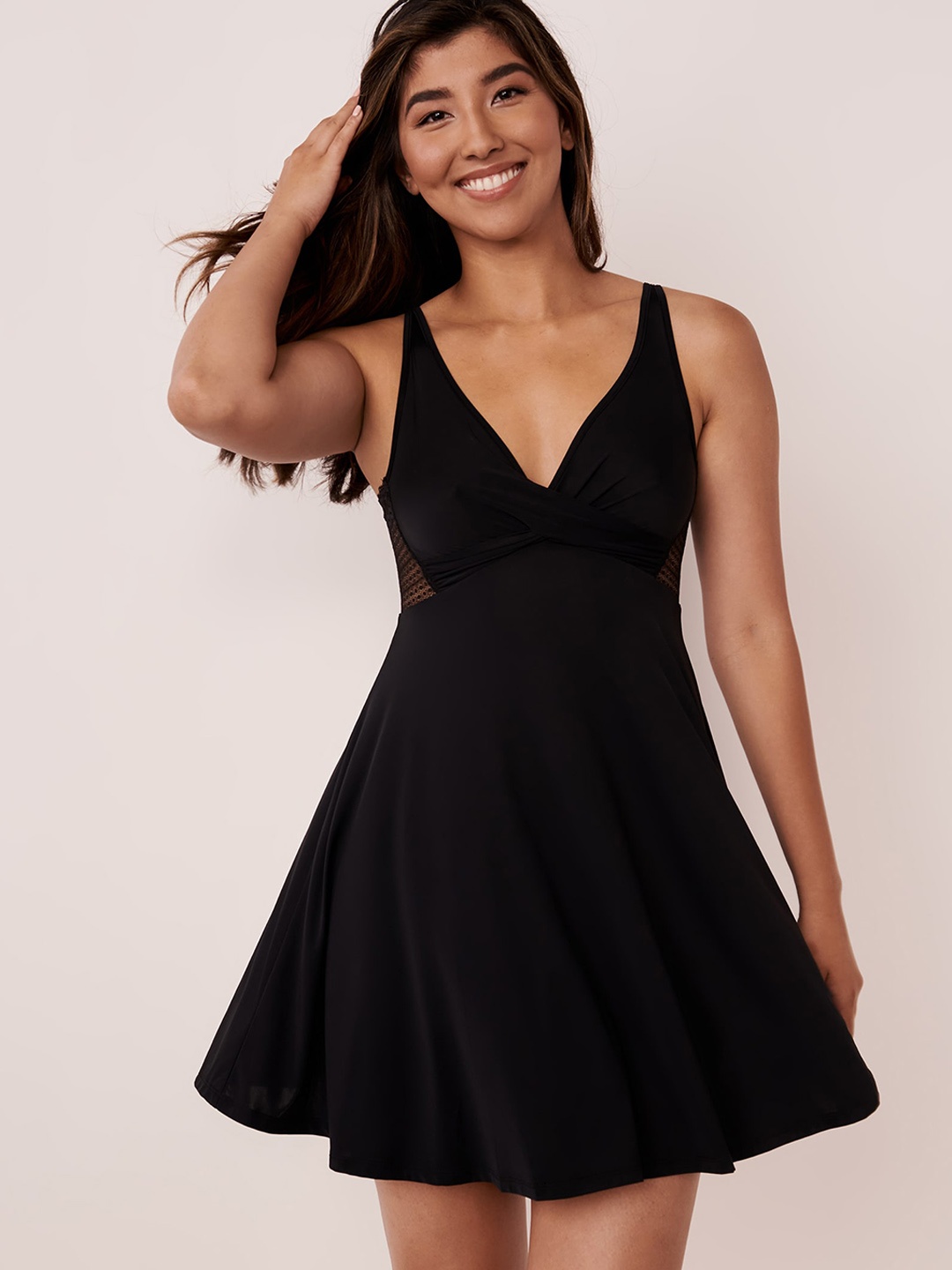 

La Vie en Rose Women Black Cross Heart Baby Doll