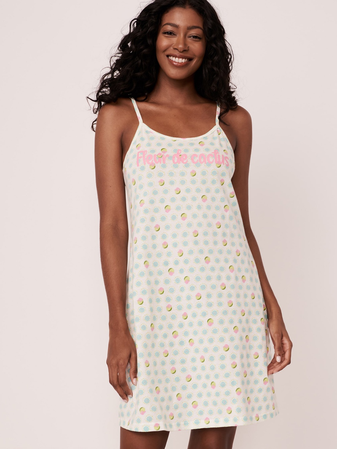 

La Vie en Rose Women White Printed Nightdress