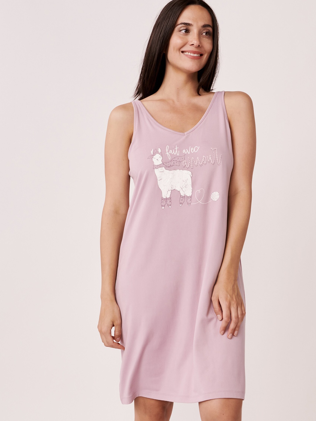 

La Vie en Rose Women Pink Printed Nightdress