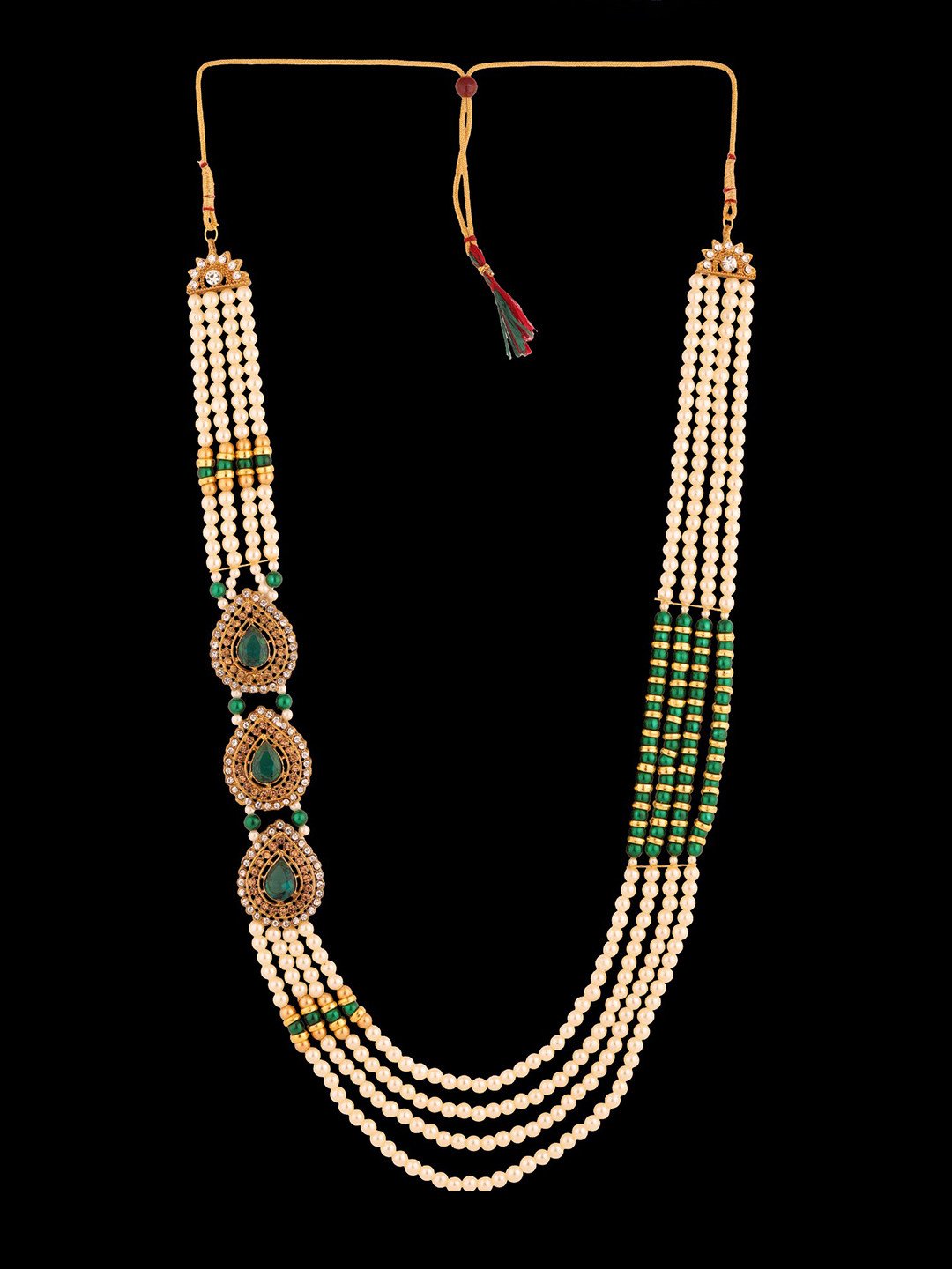 

Sanjog Men Dulha Moti Mala Haar Layered Groom Necklace, White