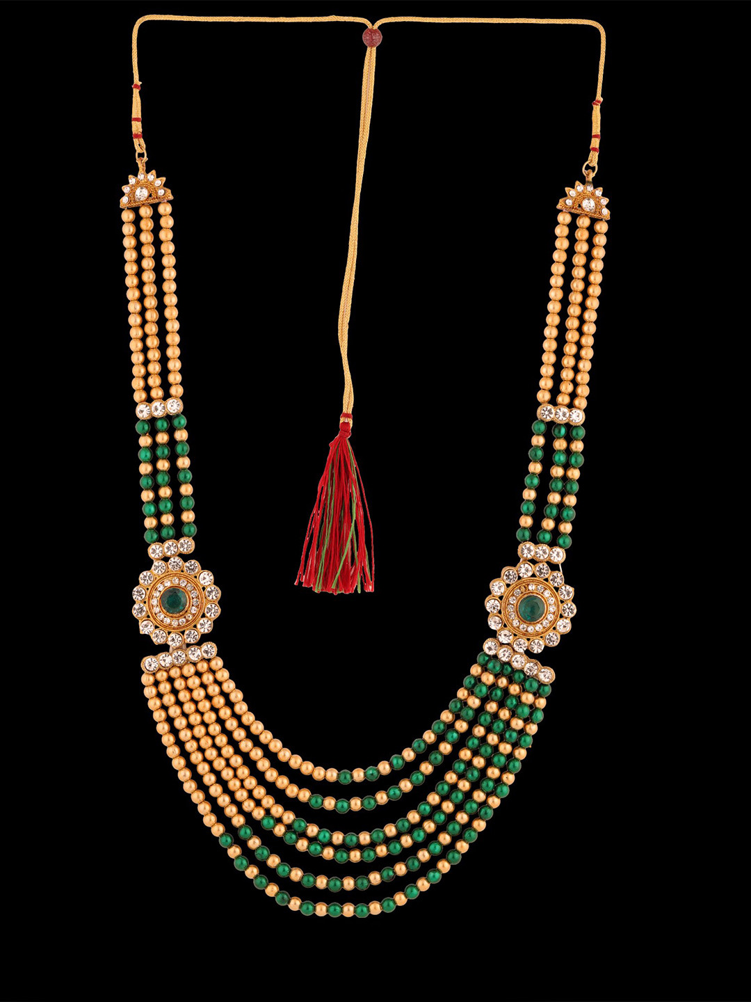 

Sanjog Men Gold-Toned & Green Brass Layered Necklace