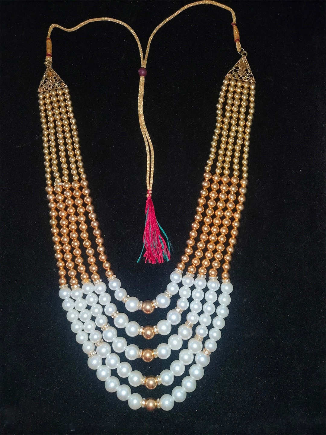 

Sanjog Men Gold-Toned & White Brass Layered Necklace