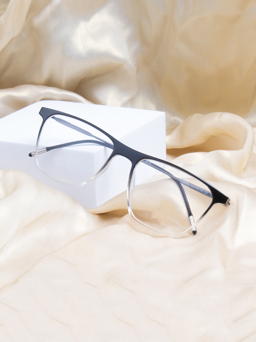 

Ted Smith Unisex Black & Grey Full Rim Wayfarer FrameFrames Eyeglasses