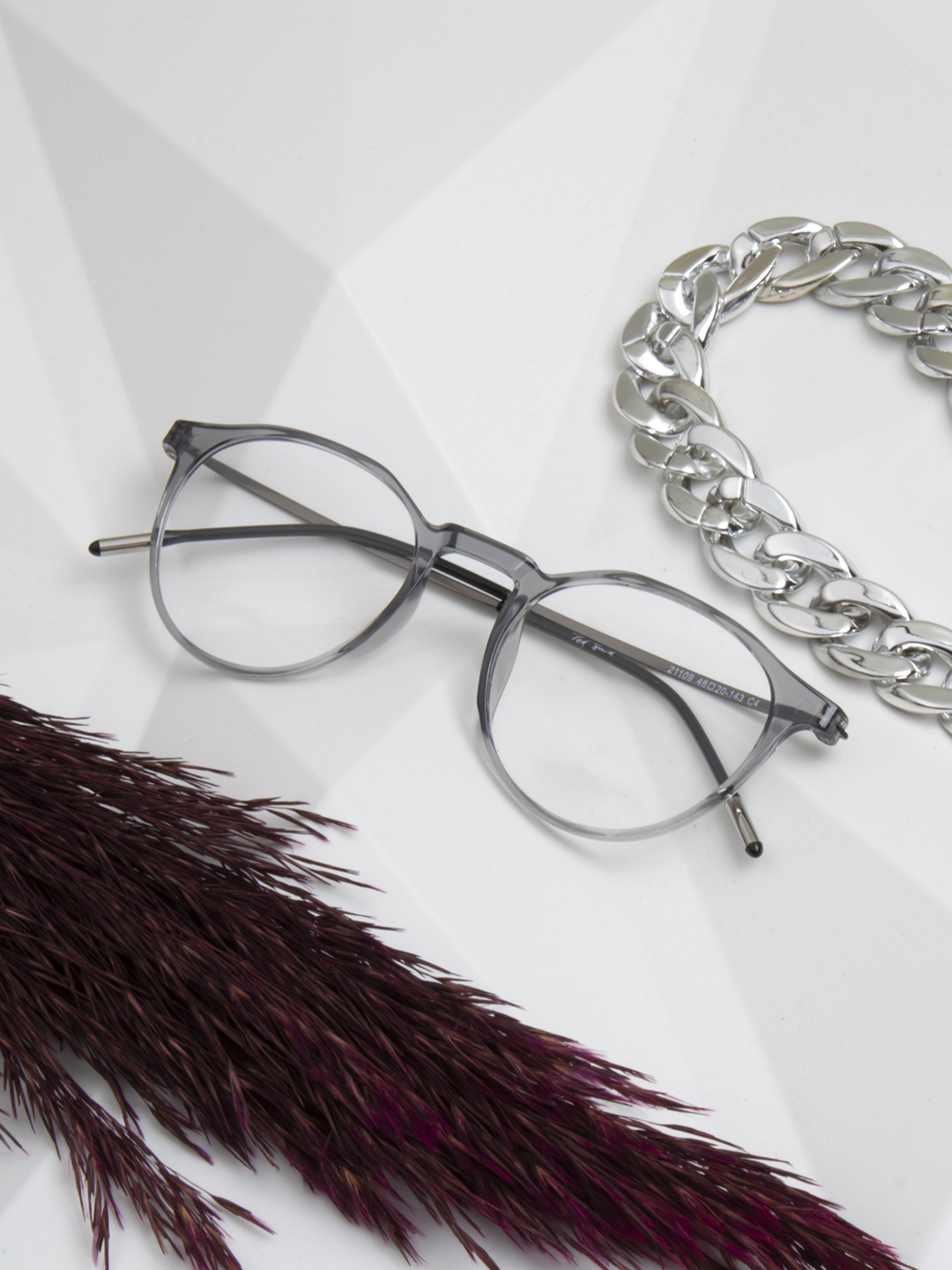 

Ted Smith Unisex Grey & Black Full Rim Round FrameFrames Eyeglasses