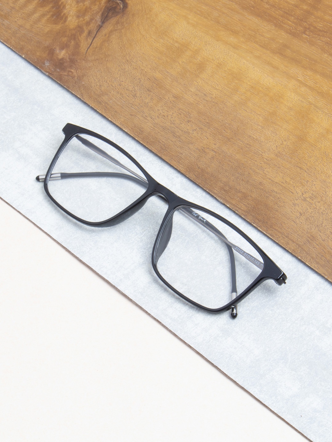 

Ted Smith Unisex Black Full Rim Wayfarer FrameFrames Eyeglasses