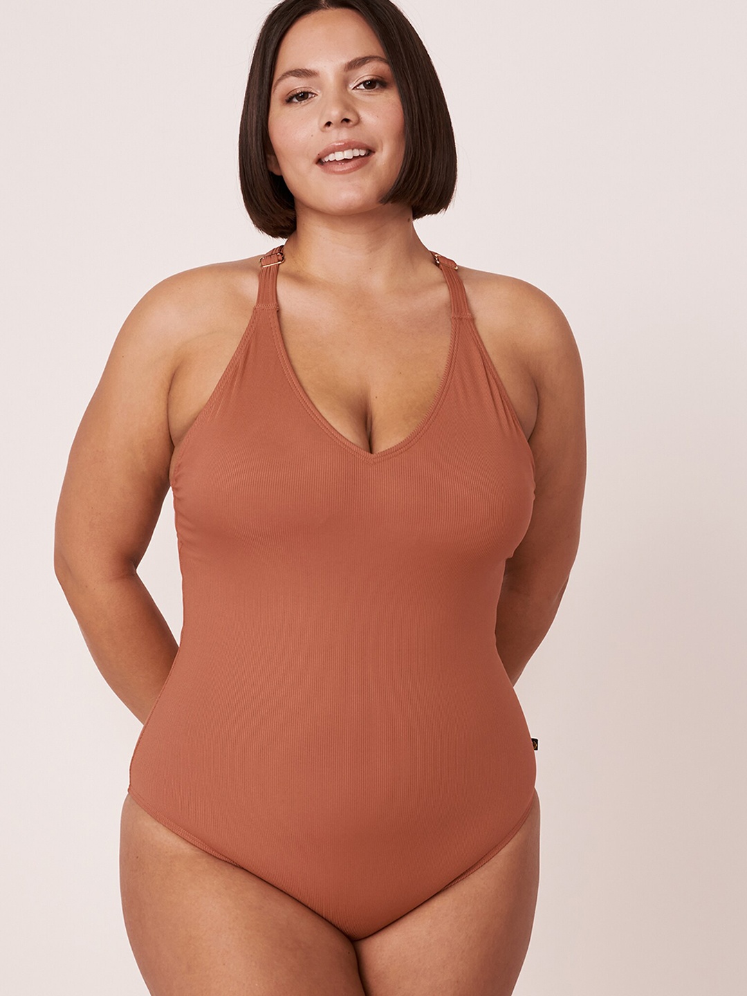 

La Vie en Rose Women Brown Solid Bodysuit Swimwear