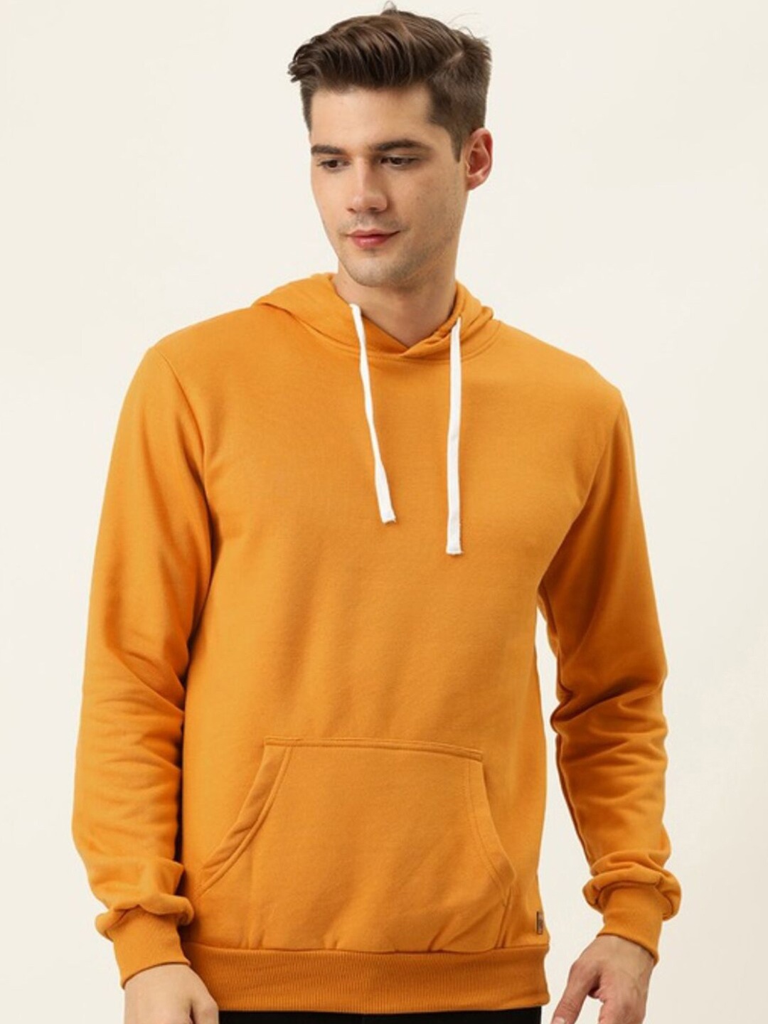 

Campus Sutra Men Mustard Hooded Sweatshirt