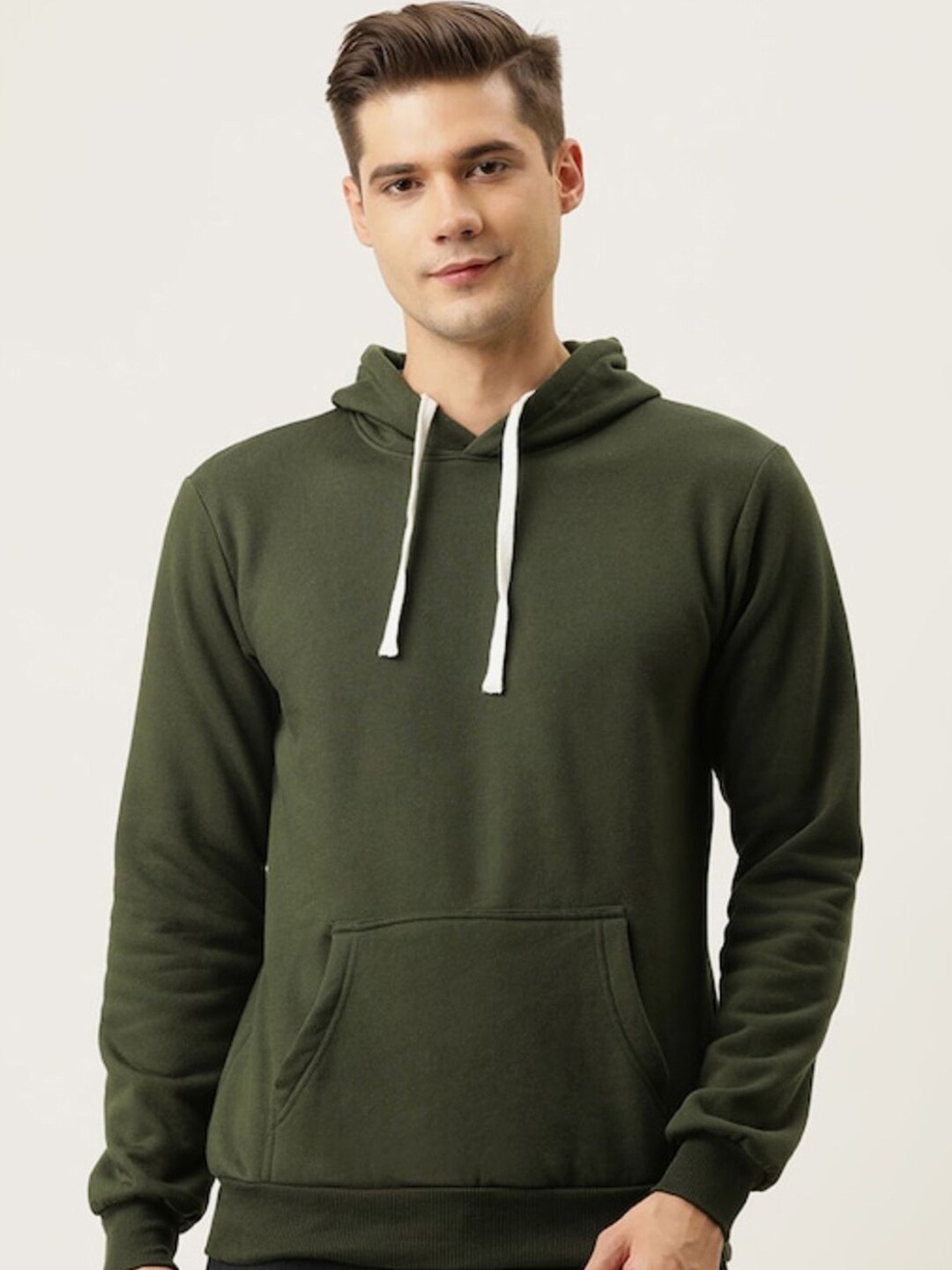 

Campus Sutra Men Green Hooded Casual Sweatshirt