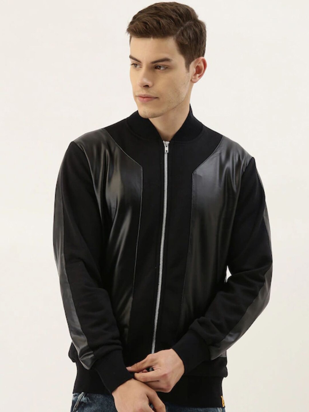 

Campus Sutra Men Black Windcheater Bomber Jacket