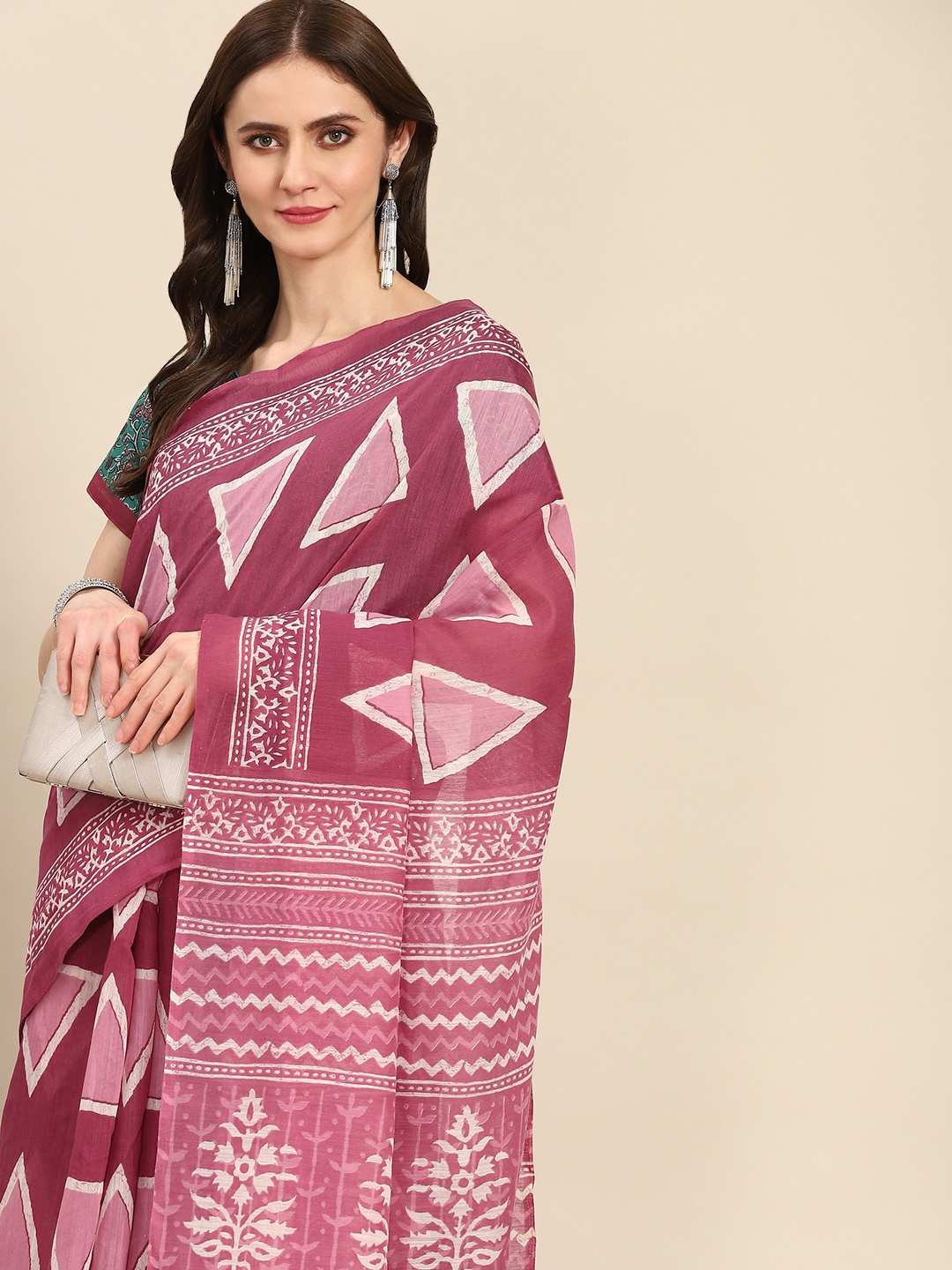 

Readiprint Fashions Mauve & Blue Saree