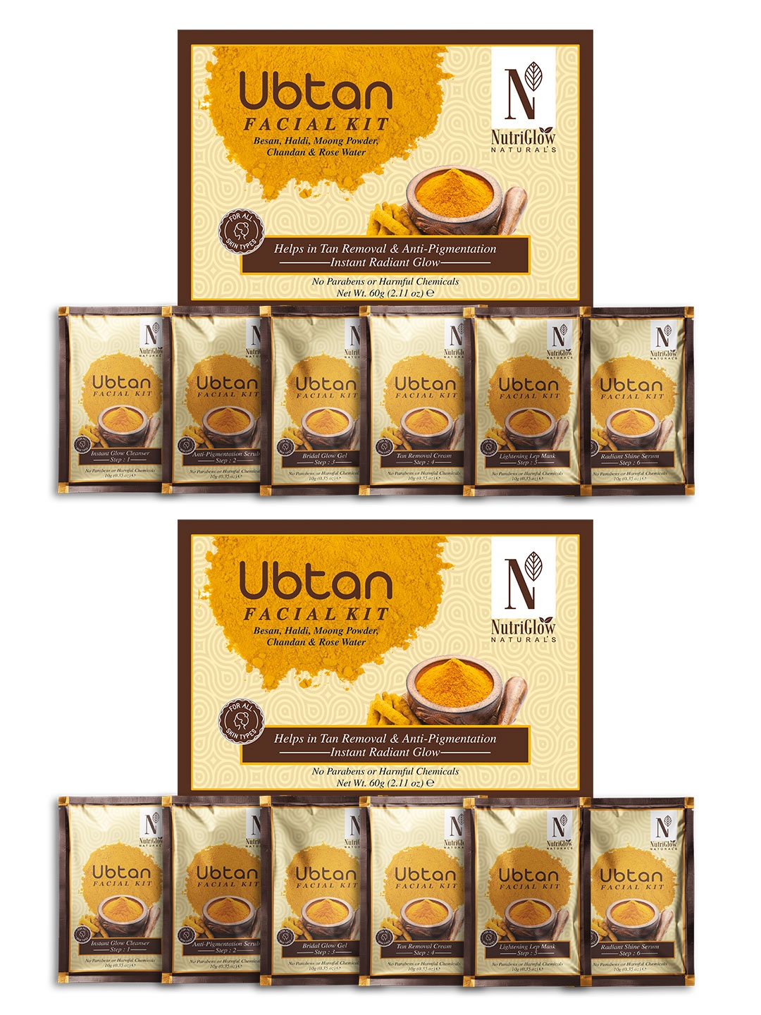 

NutriGlow Naturals Set Of 2 Yellow Ubtan Facial Kit 120g