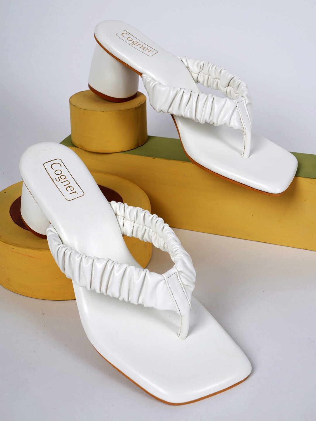 

Cogner Women White Solid Synthetic Block Heels