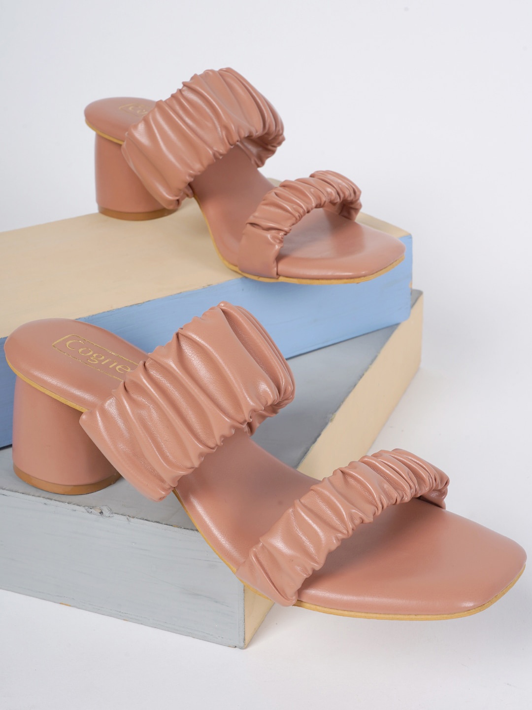 

Cogner Women Beige Solid Synthetic Block Heels