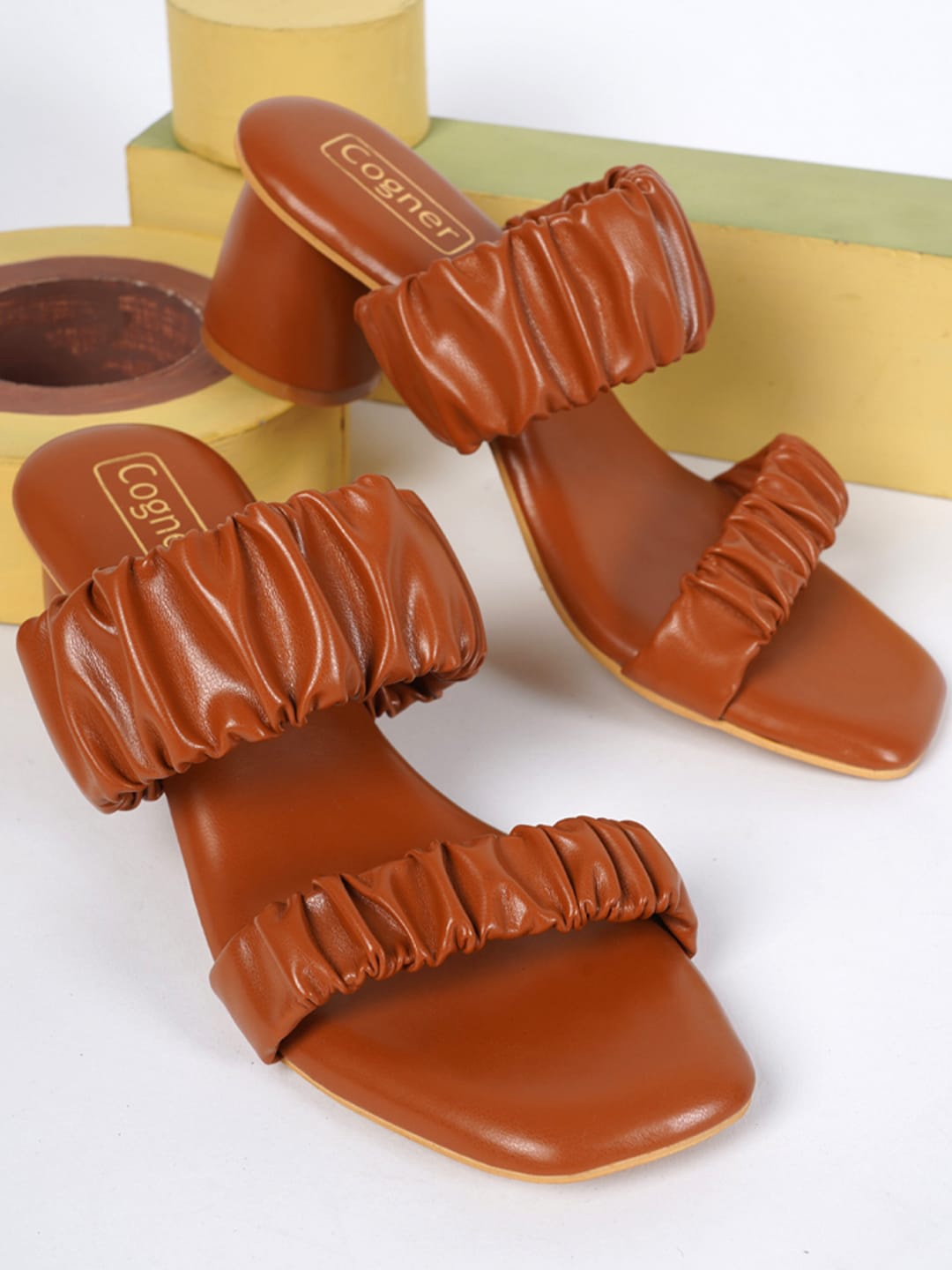 

Cogner Women Tan Solid Synthetic Block Heels