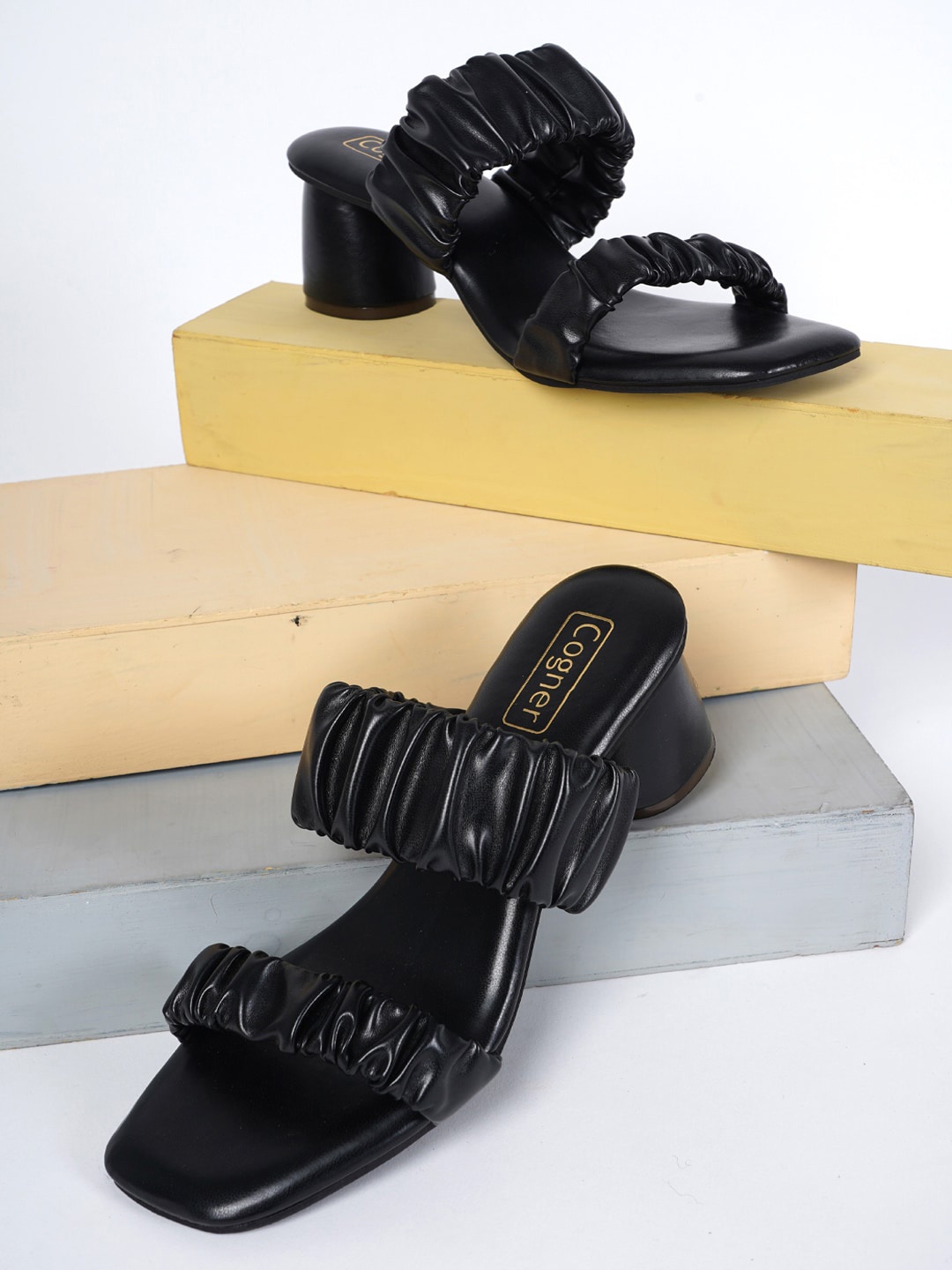 

Cogner Women Black Solid Synthetic Block Heels