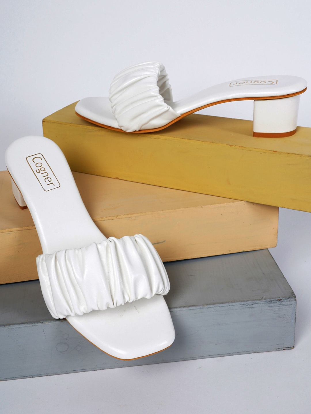 

Cogner Women White Solid Synthetic Block Heels