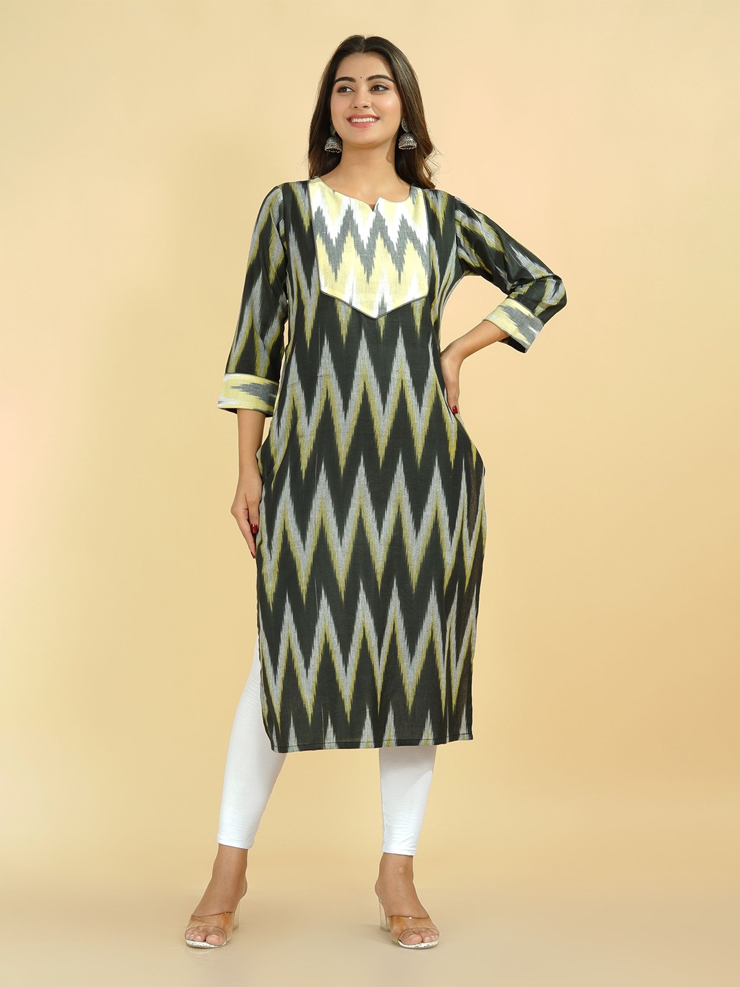 

Tetalee Women Grey Geometric Printed Kurta