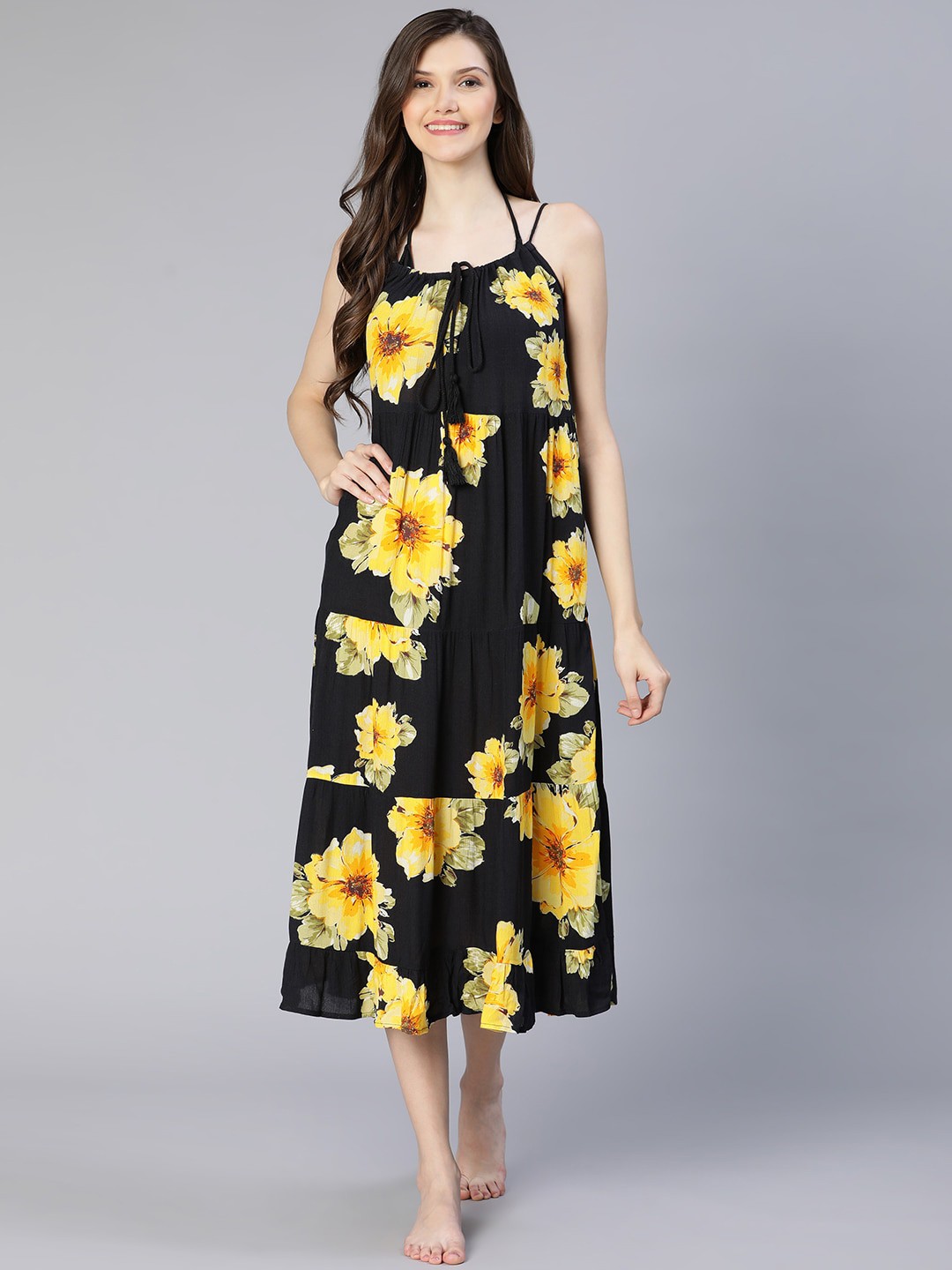 

Oxolloxo Women Printed Beachwear Cover Up Dress, Black
