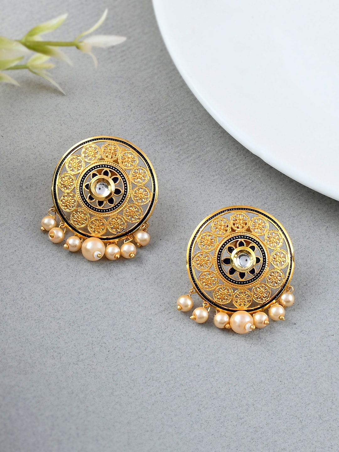 

Voylla Women Gold-Toned Contemporary Studs Earrings