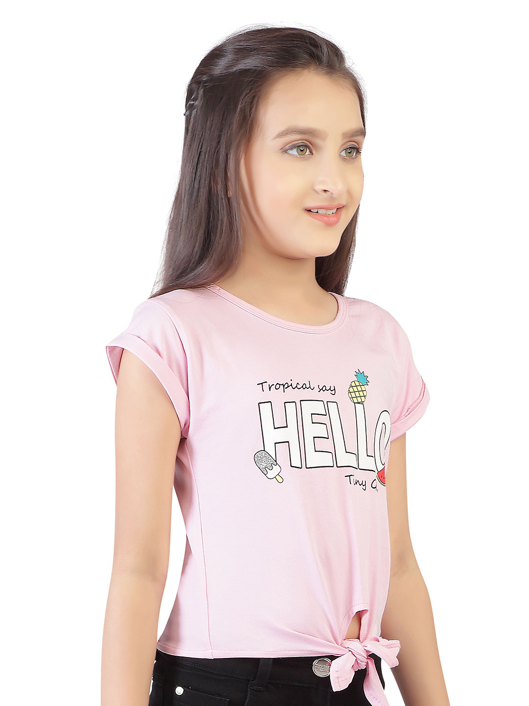 

Tiny Girl Pink Typography Printed Cotton Top
