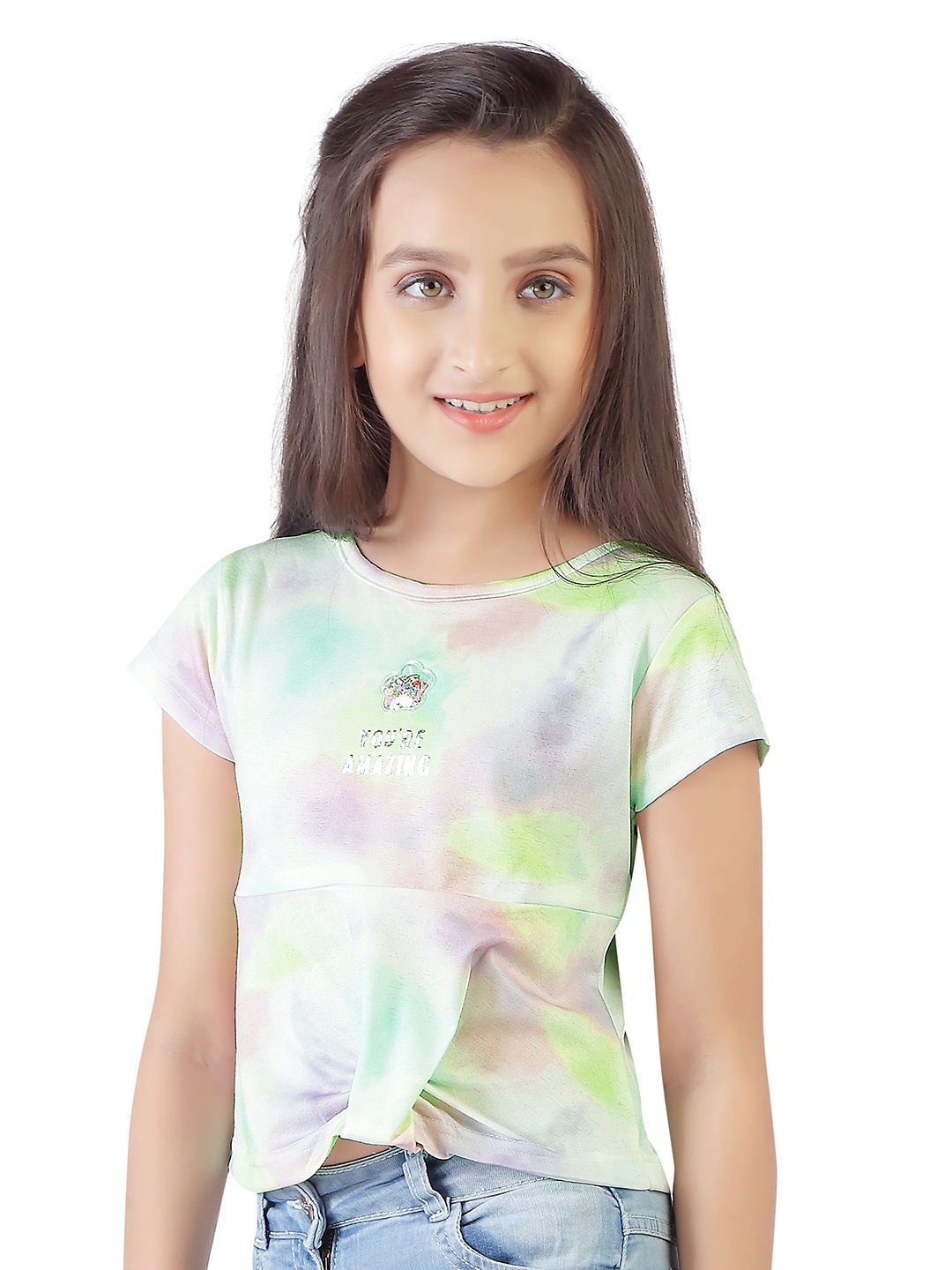 

Tiny Girl Girls Green & Purple Graphic Print Top