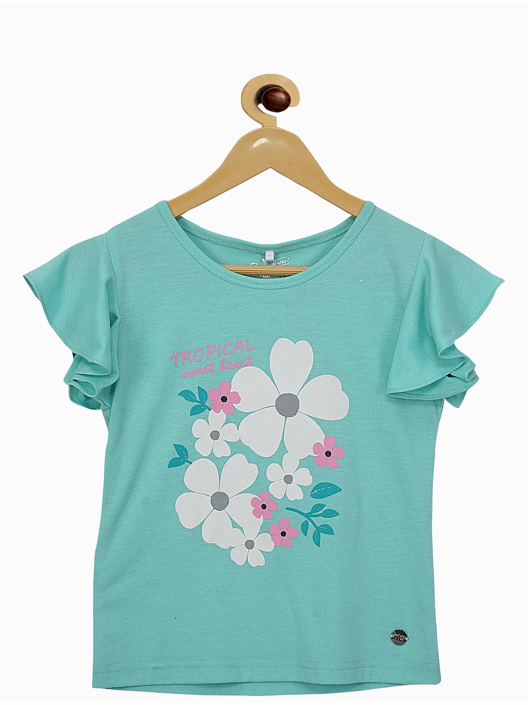 

Tiny Girl Sea Green Floral Printed Top